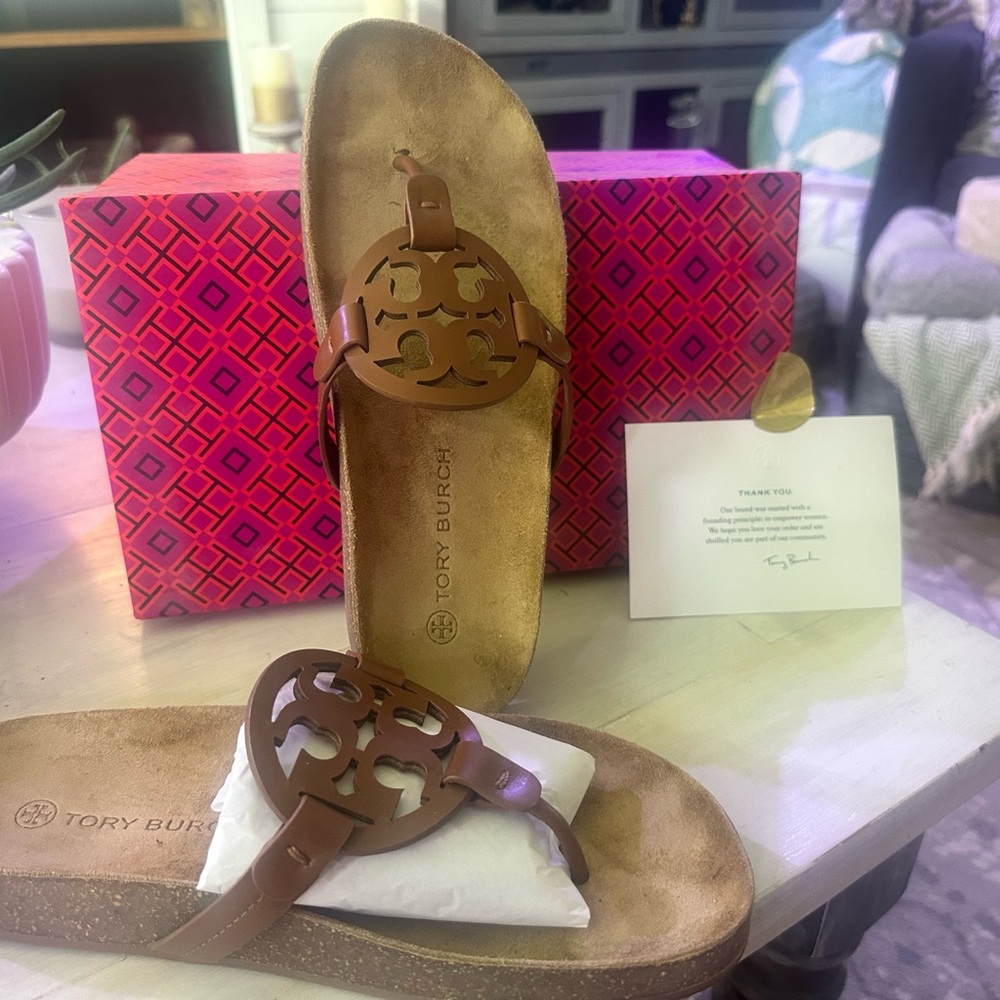 Tory Burch Tan Slide Sandals
